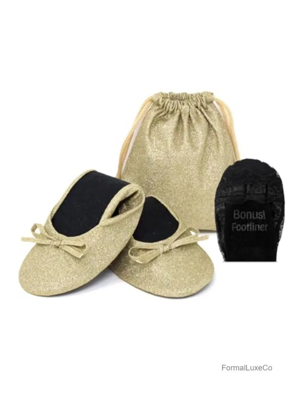 Foldable Glitter Ballet Flats for Weddings & Parties - Cushioned Insole